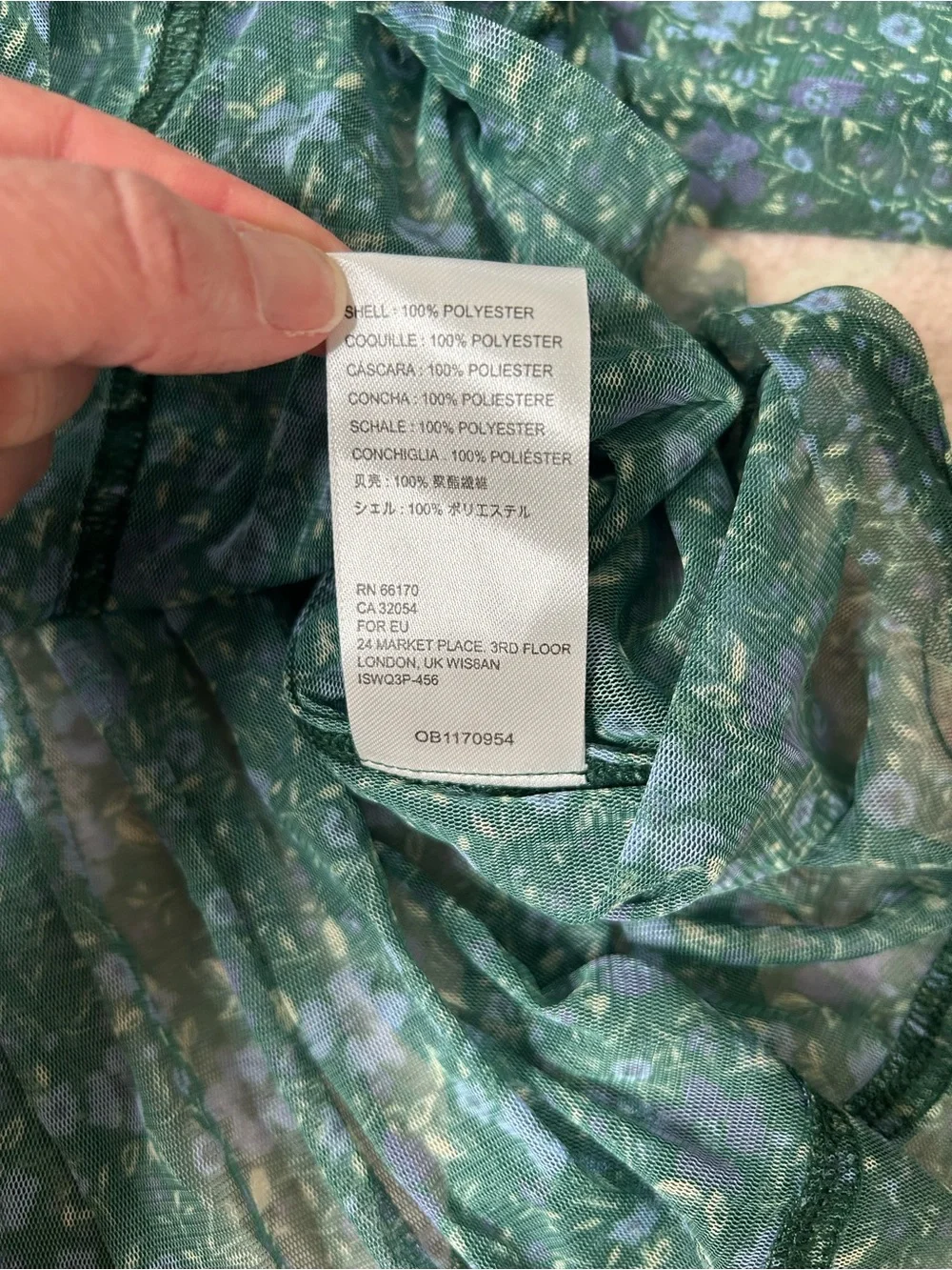 NWT‎ Free People Teal Floral Sheer Peasant Blouse Sweetheart Top Open Back Small